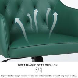 FURNITURE ONE Swivel Desk Chair, Adjustable Heigh PVC Leather Office Chair in Green - Size: 1 Seater - thumbnail 4