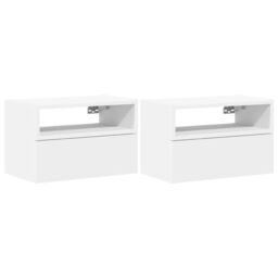 Berkfield Home Wall-mounted Bedside Cabinets 2 pcs White 45x26x28.5 cm - thumbnail 2