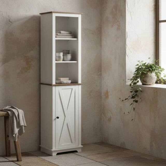 Wyld Haus Nesoli Tall Bathroom Storage Cabinet White & Brown - image 1