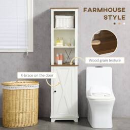Wyld Haus Nesoli Tall Bathroom Storage Cabinet White & Brown - thumbnail 5