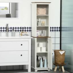 Wyld Haus Nesoli Tall Bathroom Storage Cabinet White & Brown - thumbnail 8