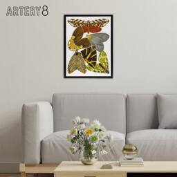 "Artery8 Vintage Butterfly Illustration Framed Canvas Wall Art Print Eugene Seguy - Size: W12"" x H16""" - thumbnail 3
