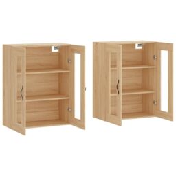 Berkfield Home Wall Mounted Cabinets 2 pcs Sonoma Oak Engineered Wood in Brown - thumbnail 4