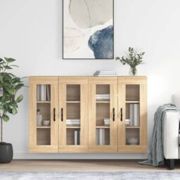 Berkfield Home Wall Mounted Cabinets 2 pcs Sonoma Oak Engineered Wood in Brown