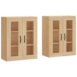 Berkfield Home Wall Mounted Cabinets 2 pcs Sonoma Oak Engineered Wood in Brown - thumbnail 2