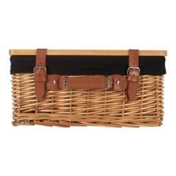 Red Hamper Double Steamed Black Lined Willow Picnic Basket with Pinewood Lid - Size: XL - thumbnail 4
