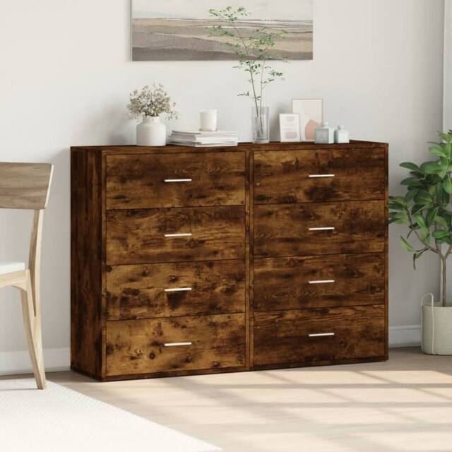 Berkfield Home Sideboards 2 pcs Smoked Oak 60x31x84 cm Engineered Wood in Brown - Size: 60 x 31 x 84 cm - image 1