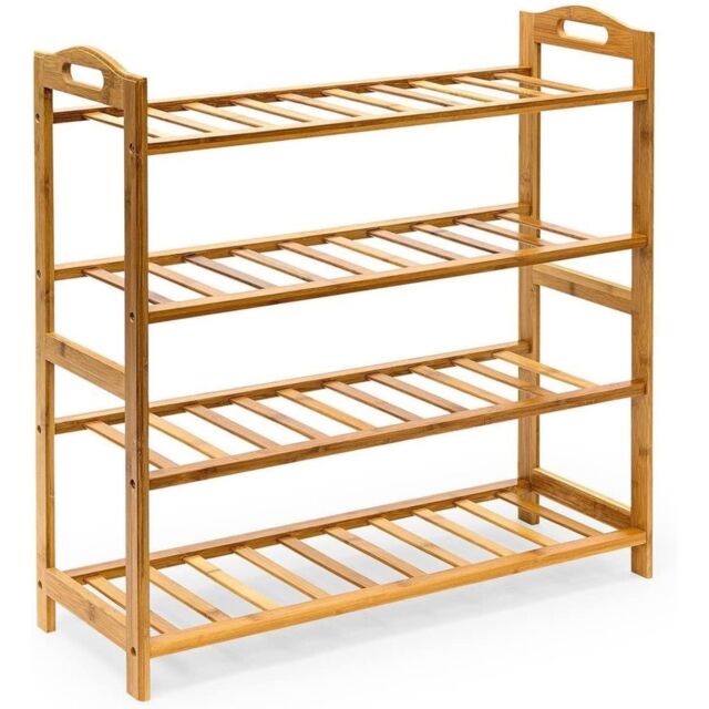MANTRARAJ 4-Tier Bamboo Shoe Rack Storage Shelf Footwear Rack Plants Shoe Organizer in Brown - image 1