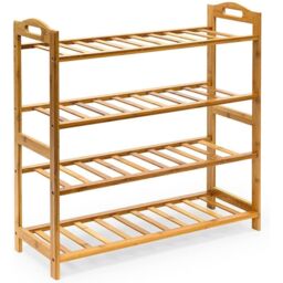 MANTRARAJ 4-Tier Bamboo Shoe Rack Storage Shelf Footwear Rack Plants Shoe Organizer in Brown - thumbnail 1