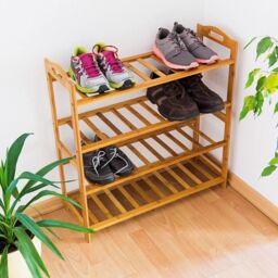 MANTRARAJ 4-Tier Bamboo Shoe Rack Storage Shelf Footwear Rack Plants Shoe Organizer in Brown - thumbnail 6