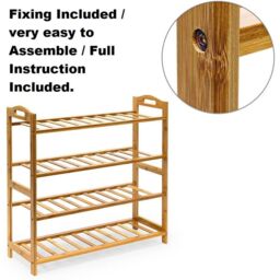 MANTRARAJ 4-Tier Bamboo Shoe Rack Storage Shelf Footwear Rack Plants Shoe Organizer in Brown - thumbnail 3