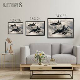 "Artery8 USAF F 18 Hornet Jet Fighters Framed Canvas Wall Art Print in Grey - Size: W12"" x H16""" - thumbnail 4