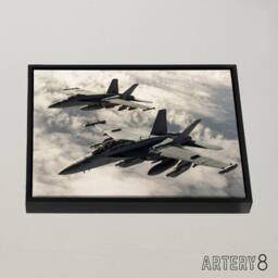 "Artery8 USAF F 18 Hornet Jet Fighters Framed Canvas Wall Art Print in Grey - Size: W12"" x H16""" - thumbnail 2