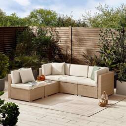 FurnitureboxUK Orlando 4 Seat Modular Outdoor Garden Rattan Sofa in Light Beige - thumbnail 2