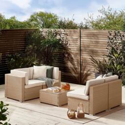 FurnitureboxUK Orlando 4 Seat Modular Outdoor Garden Rattan Sofa in Light Beige - thumbnail 5