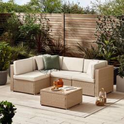 FurnitureboxUK Orlando 4 Seat Modular Outdoor Garden Rattan Sofa in Light Beige - thumbnail 3