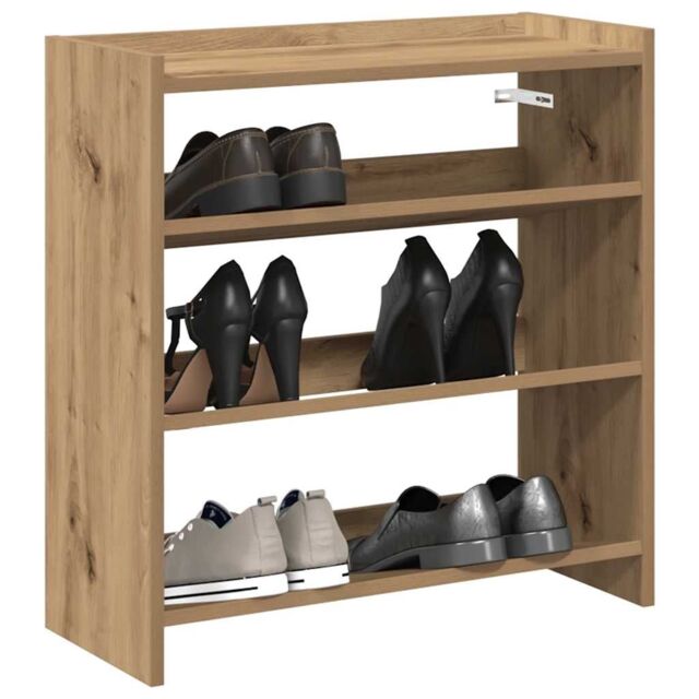 Berkfield Home Shoe Rack Artisan Oak 60x25x62 cm Engineered Wood in Brown - Size: 60 x 25 x 62 cm - image 1