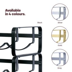 LIVIVO Elegant Stackable Wine Shelf Rack - Set of 2 Silver in Black - thumbnail 9