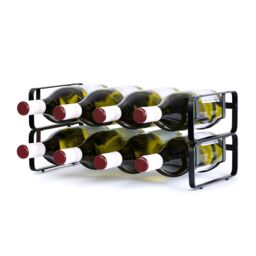 LIVIVO Elegant Stackable Wine Shelf Rack - Set of 2 Silver in Black