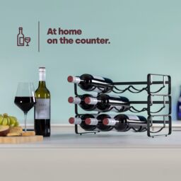 LIVIVO Elegant Stackable Wine Shelf Rack - Set of 2 Silver in Black - thumbnail 2