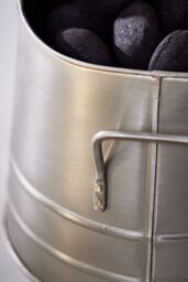Dibor Antique Style Silver Fireplace Coal & Log Storage Bucket & Shovel H29 x W29cm - thumbnail 3