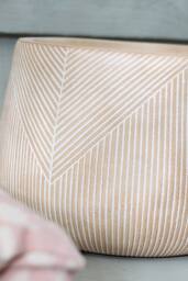 Dibor Set of 3 Beige Symmetry Stripe Beige Fibre Clay Indoor Outdoor Garden Planters - Size: Large - thumbnail 5