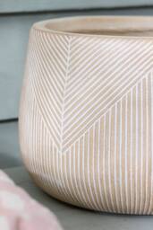Dibor Set of 3 Beige Symmetry Stripe Beige Fibre Clay Indoor Outdoor Garden Planters - Size: Large - thumbnail 4