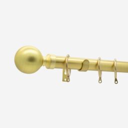 New Edge Blinds Brushed Gold 28mm Ball Fixed Length Metal Curtain Pole - Size: 115 cm - thumbnail 2