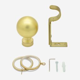 New Edge Blinds Brushed Gold 28mm Ball Fixed Length Metal Curtain Pole - Size: 115 cm - thumbnail 3