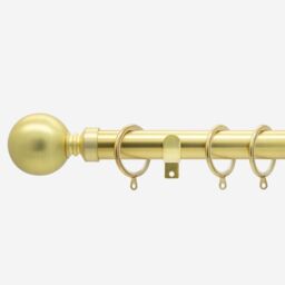 New Edge Blinds Brushed Gold 28mm Ball Fixed Length Metal Curtain Pole - Size: 115 cm