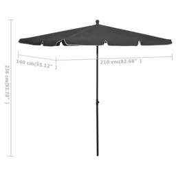 Berkfield Home Garden Parasol with Pole 210x140 cm Anthracite in Black - thumbnail 6