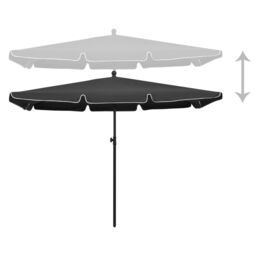 Berkfield Home Garden Parasol with Pole 210x140 cm Anthracite in Black - thumbnail 3