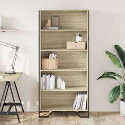 Berkfield Home Book Cabinet Sonoma Oak 80x31x169 cm Engineered wood in Brown - Size: 80 x 31 x 169 cm - thumbnail 3
