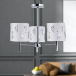 First Choice Lighting Set of 2 Brea - Chrome 3 Light Fittings with White Fern Shades in Silver - thumbnail 5