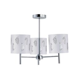 First Choice Lighting Set of 2 Brea - Chrome 3 Light Fittings with White Fern Shades in Silver - thumbnail 2