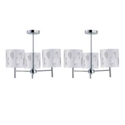 First Choice Lighting Set of 2 Brea - Chrome 3 Light Fittings with White Fern Shades in Silver - thumbnail 1