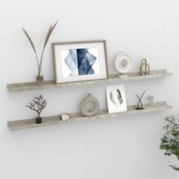 Berkfield Home Decorative Wall Shelves 2 pcs Concrete Grey 115x9x3 cm - Size: 115 x 9 x 3 cm - thumbnail 2