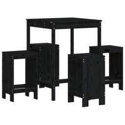 Berkfield Home 5 Piece Garden Bar Set Black Solid Wood Pine