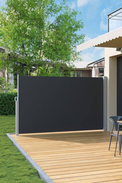 Garden Sanctuary 3mW Grey Outdoor Retractable Privacy Side Awning - image 1