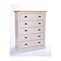 Cabinet Bits Loreo 5 Drawer Chest of Drawers Brass Cup Handle in Light Grey - thumbnail 2