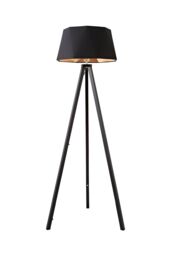 ValueLights Barbro Black Wood Tripod Floor Lamp with Black & Copper Shade - thumbnail 6