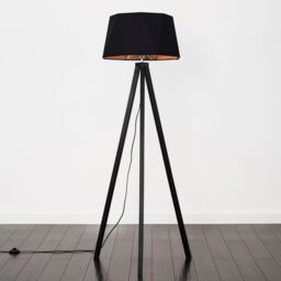 ValueLights Barbro Black Wood Tripod Floor Lamp with Black & Copper Shade - thumbnail 2