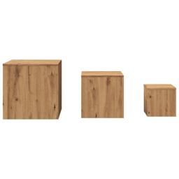 Berkfield Home Side Tables 3 pcs Artisan Oak Engineered Wood in Brown - thumbnail 4