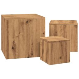 Berkfield Home Side Tables 3 pcs Artisan Oak Engineered Wood in Brown - thumbnail 5