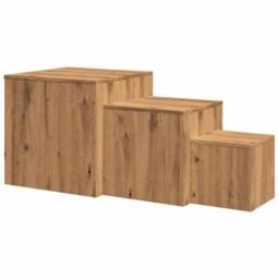 Berkfield Home Side Tables 3 pcs Artisan Oak Engineered Wood in Brown - thumbnail 7