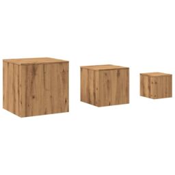 Berkfield Home Side Tables 3 pcs Artisan Oak Engineered Wood in Brown - thumbnail 2