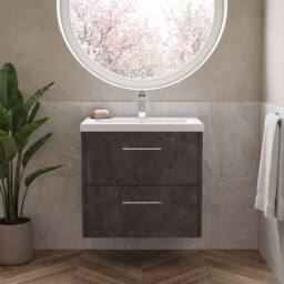 Balterley Winshill Contemporary 2 Drawer Wall Hung Vanity Basin Unit, 600mm in Grey - thumbnail 6