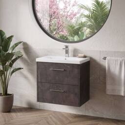 Balterley Winshill Contemporary 2 Drawer Wall Hung Vanity Basin Unit, 600mm in Grey - thumbnail 4