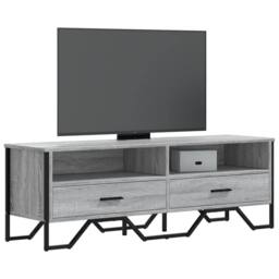 Berkfield Home TV Cabinet Grey Sonoma 122x34x41 cm Engineered Wood - Size: 122 x 34 x 41 cm - thumbnail 2