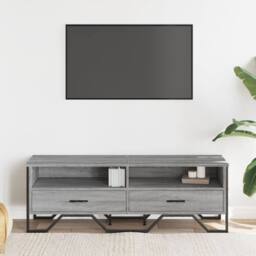 Berkfield Home TV Cabinet Grey Sonoma 122x34x41 cm Engineered Wood - Size: 122 x 34 x 41 cm - thumbnail 1